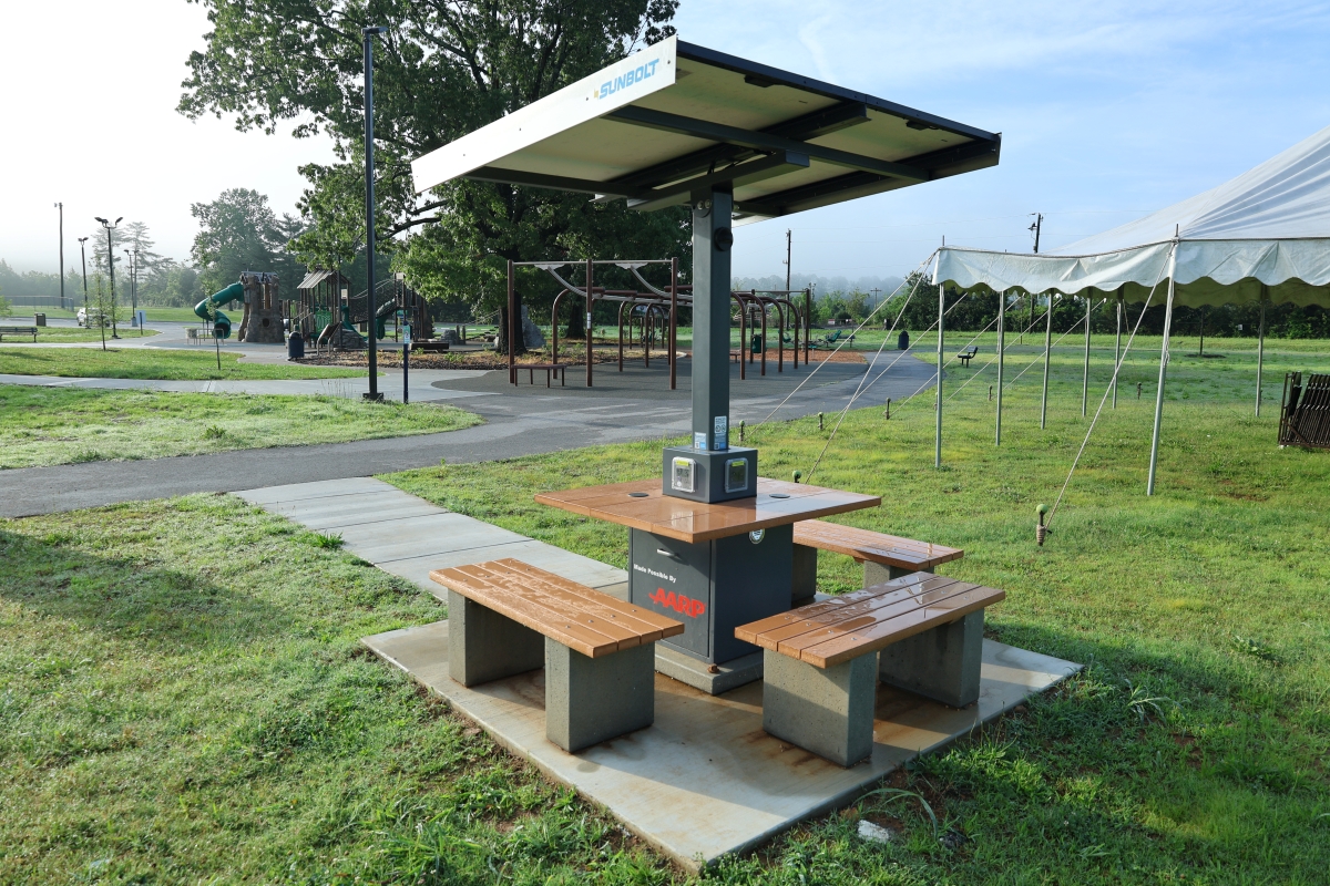 A Solar Powered Charging Station picnic area